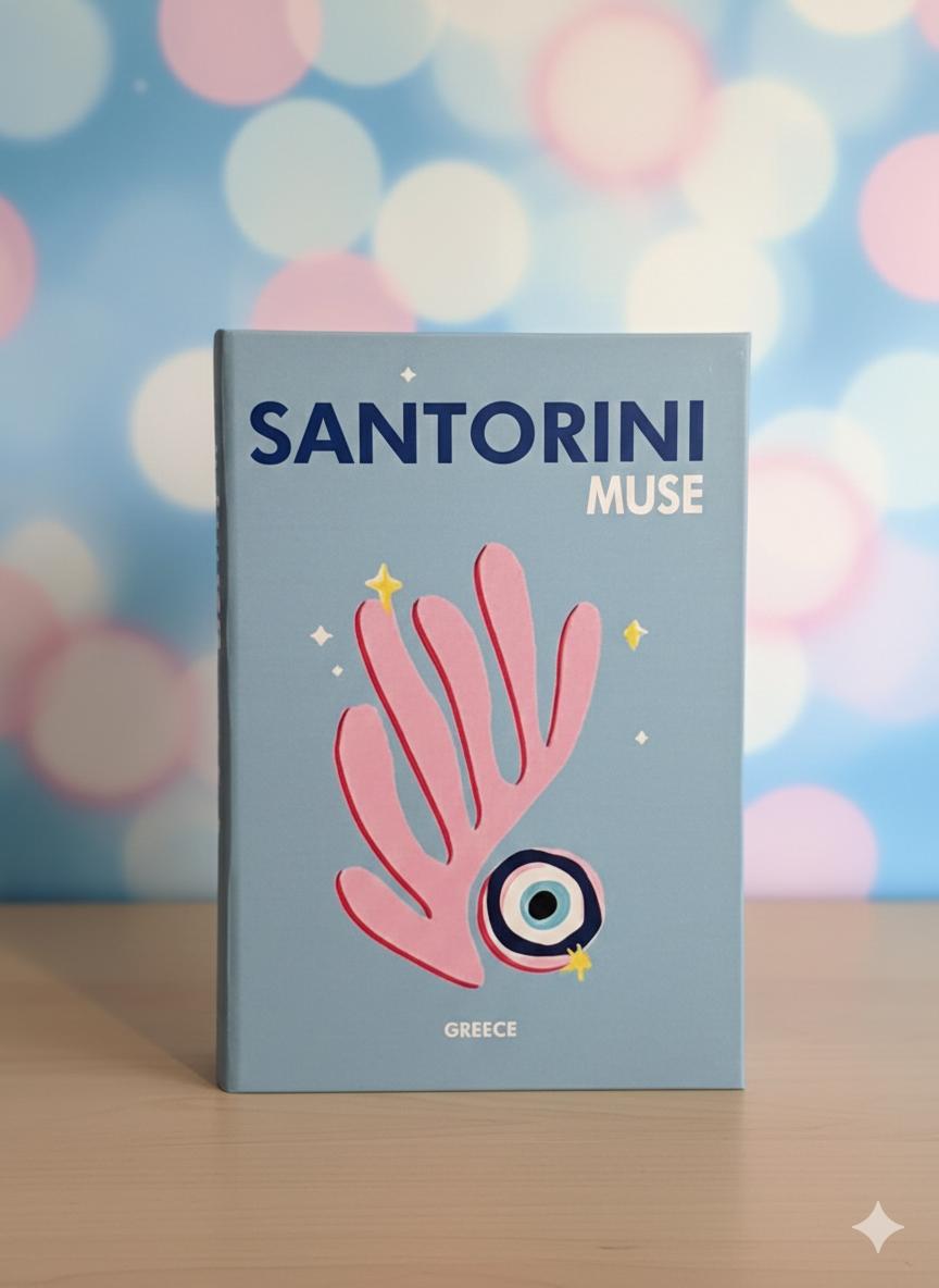 Santorini Muse Dekoratf Kitap Kutusu